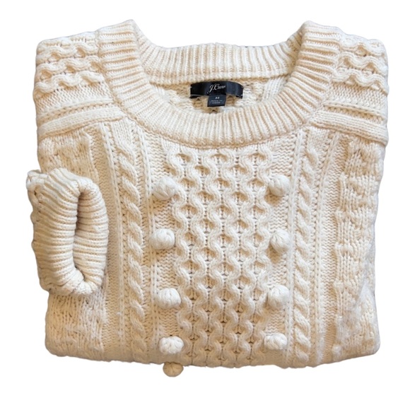J.Crew Popcorn Cable Knit Lambswool Sweater Ivory - Picture 4 of 12
